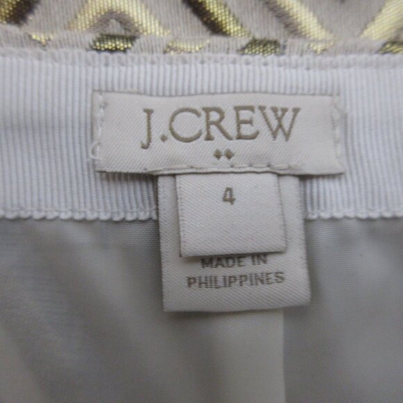J Crew Mini Skirt Size 4 Gold Bronze Cream Metallic Herringbone Lined Party Club - Picture 3 of 7